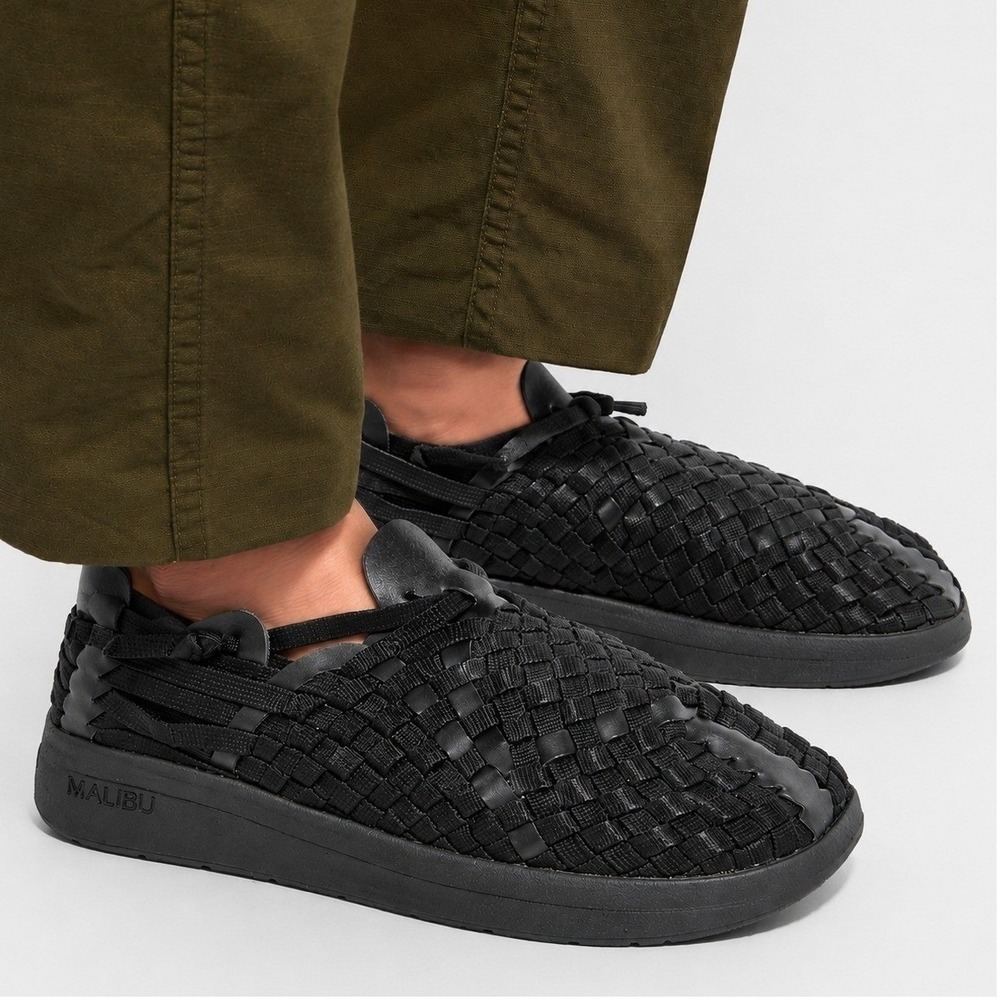 Malibu Sandals Woven Mocassin Slip On Shoe Men 9 EU 42 Nylon Black Intrecciato